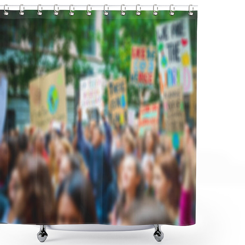 Personality  Blurred Crowd Protesting - Activist Manifestating In The City Marching Shower Curtains