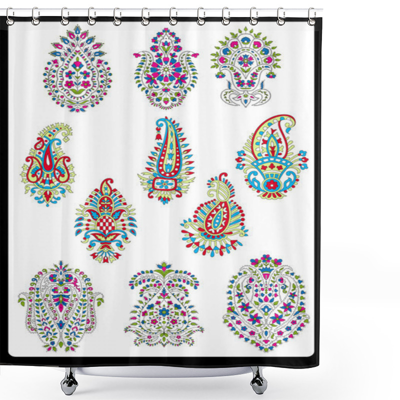 Personality  Textile Motif Art Work With Paisley And Floral Shower Curtains