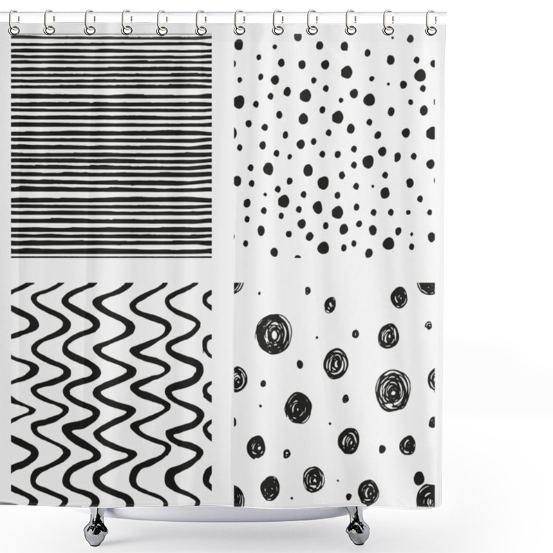 Personality  Black And White Abstract Pattern Shower Curtains