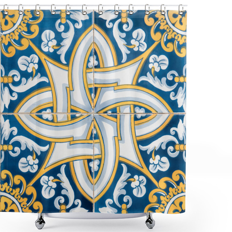 Personality  Traditional Portuguese Glazed Tiles Shower Curtains