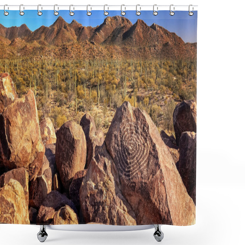 Personality  Hohokam Petroglyphs At Signal Hill In Saguaro National Park Shower Curtains