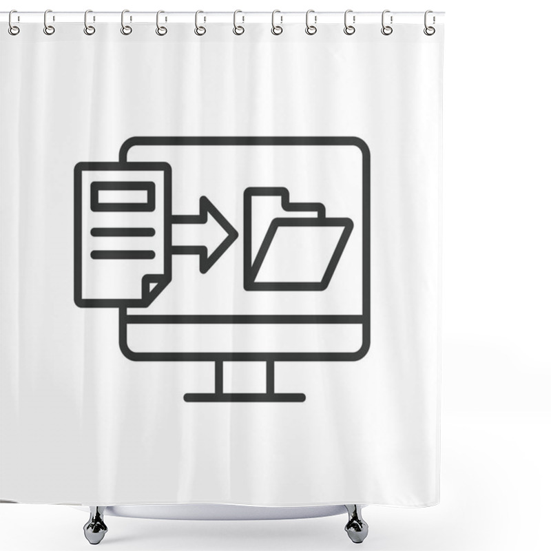 Personality  Document Digitization, Icon In Line Design. Document, Digitization, Scanning, Digital Archive, Paperless, Data Conversion On White Background Vector. Document Digitization Editable Stroke Icon Shower Curtains