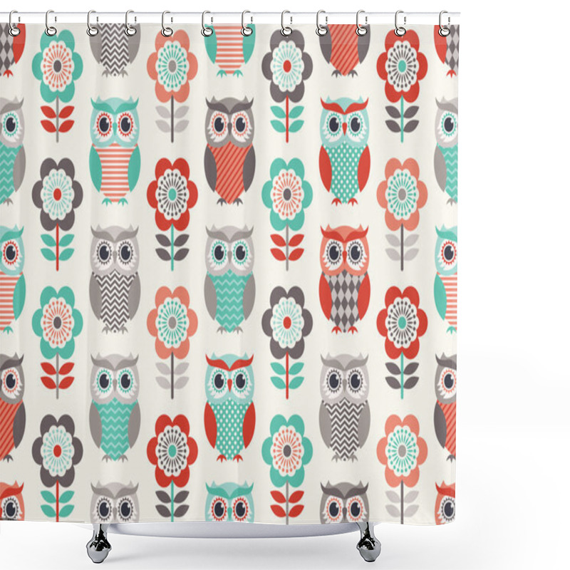 Personality  Seamless Owls Birds Pattern Shower Curtains