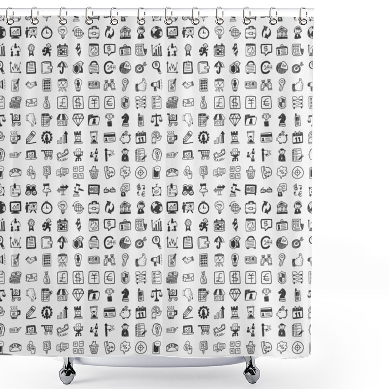 Personality  Seamless 100 Doodle Business Pattern Shower Curtains