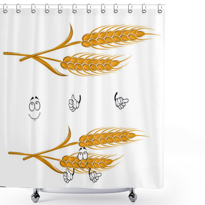 Personality  Cartoon Ears Of Wheat Character On White Shower Curtains