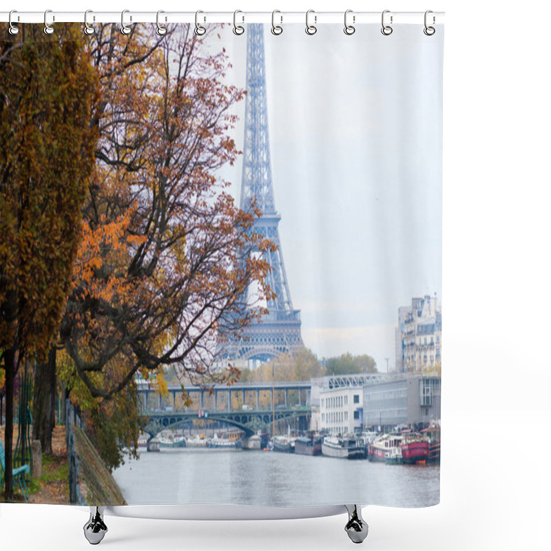 Personality  View To The Eiffel Tower From Swan Island In Paris Shower Curtains