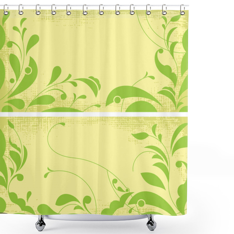 Personality  Two Grunge Backgrounds With Ornamental Leaves. Shower Curtains