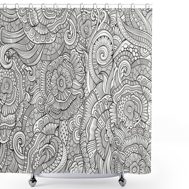 Personality  Abstract Sketchy Doodles Hand Drawn Ethnic Pattern Shower Curtains