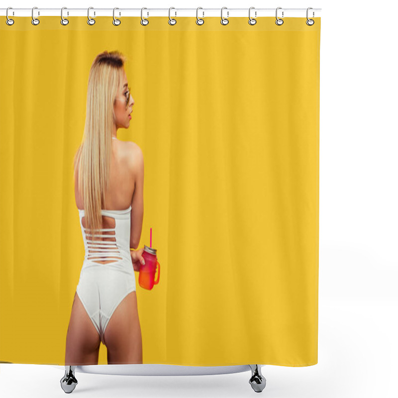 Personality  Slim Sexual Woman With Drink Shower Curtains