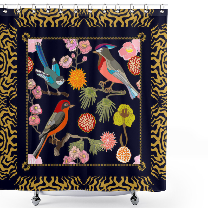 Personality  Japanese Garden. Seamless Oriental Pattern With Victorian Motifs.  Shower Curtains