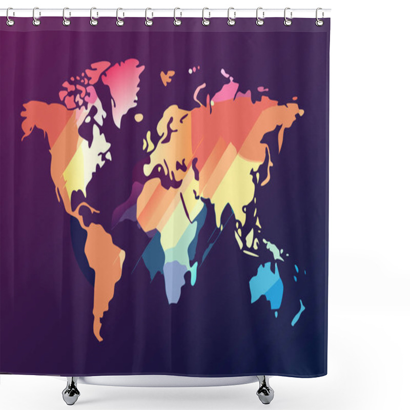 Personality  Stylized World Map In Monochrome With Clean And Minimalist Aesthetic Shower Curtains