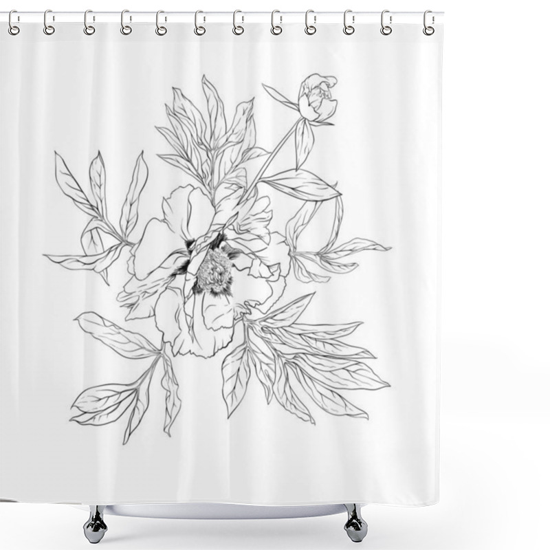 Personality  Peony Flower. Element For Design. Shower Curtains