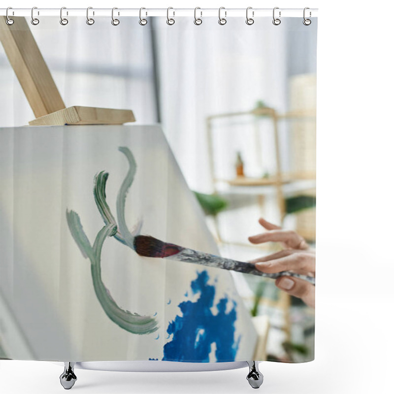 Personality  A Dedicated Artist Immerses Herself In Creativity At Her Studio. Shower Curtains