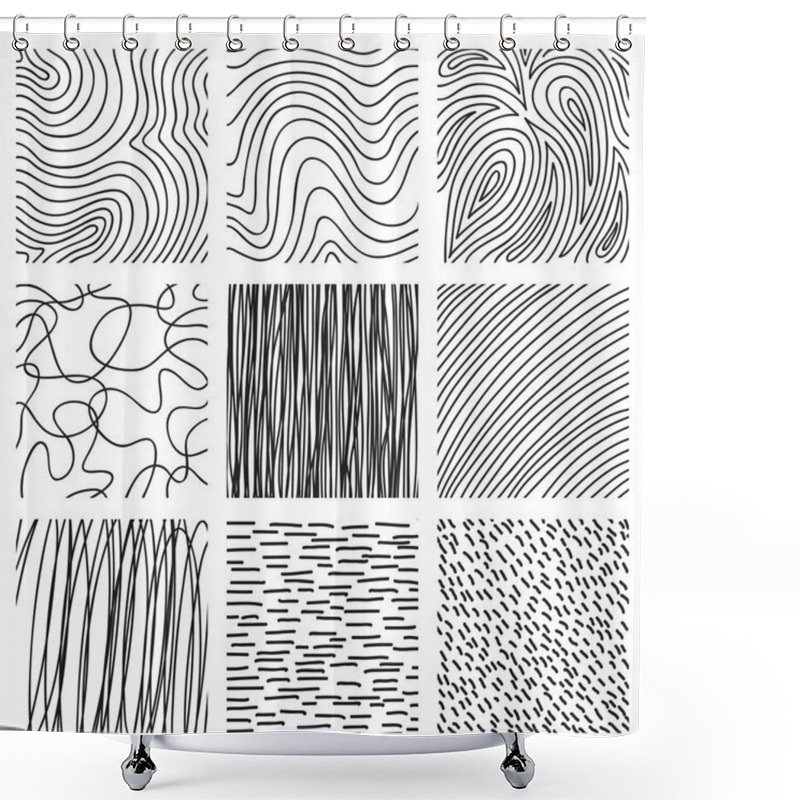 Personality  Set Of Ink Hand Drawn Hatch Texture. Shower Curtains