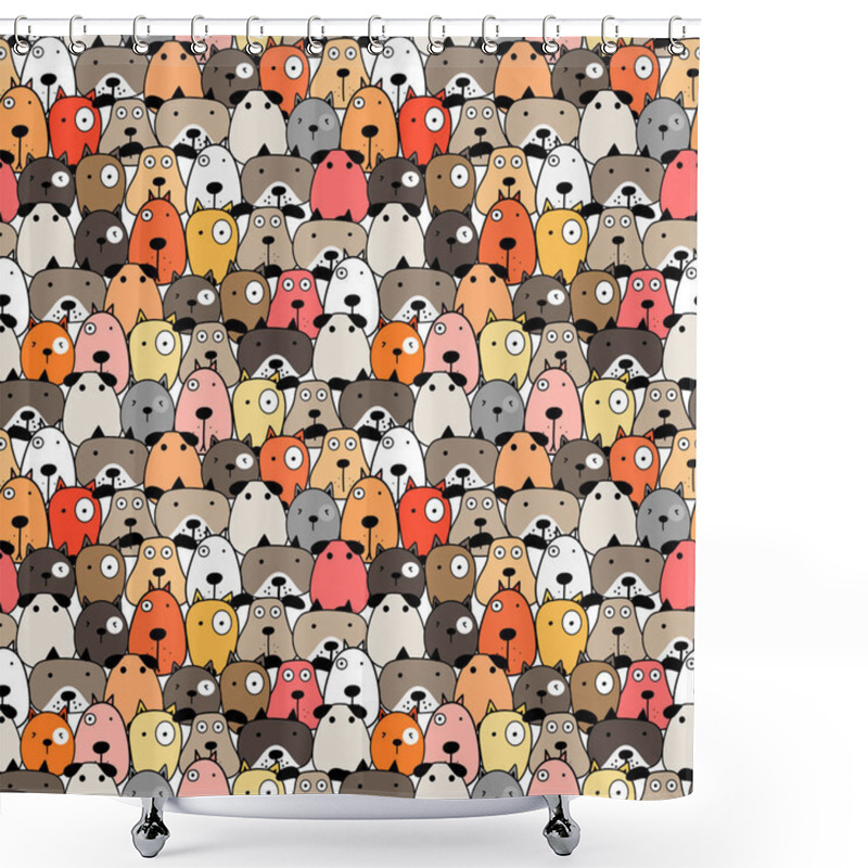 Personality  Cute Dog Seamless Pattern Background. Vector Illustration. Shower Curtains