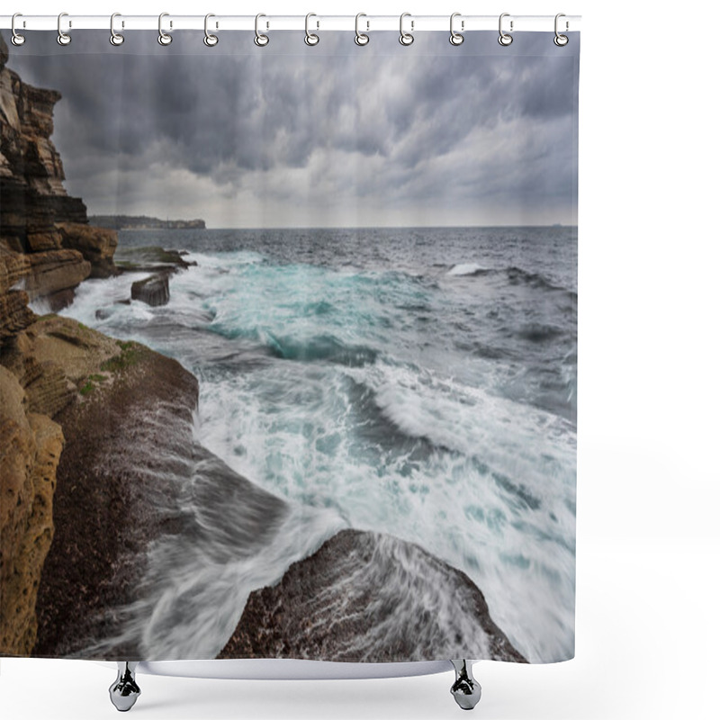 Personality  Stormy Ocean With Unrest Sea And Waves Shower Curtains