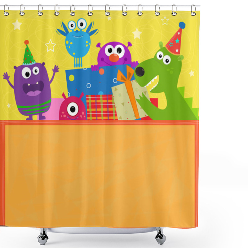 Personality  Monsters Birthday Banner Shower Curtains