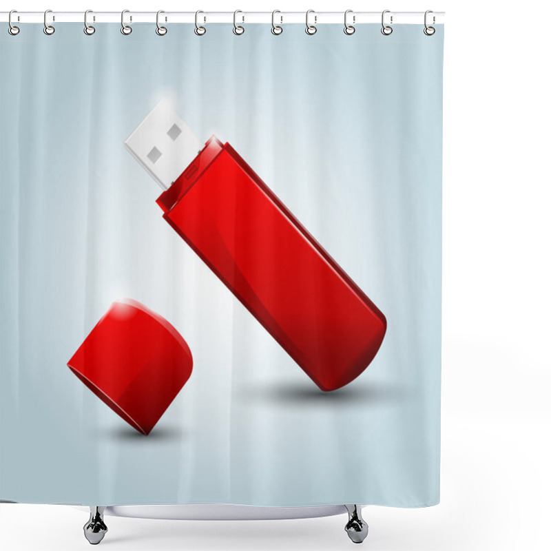 Personality  USB Flash Drive. Vector Illustration. Shower Curtains