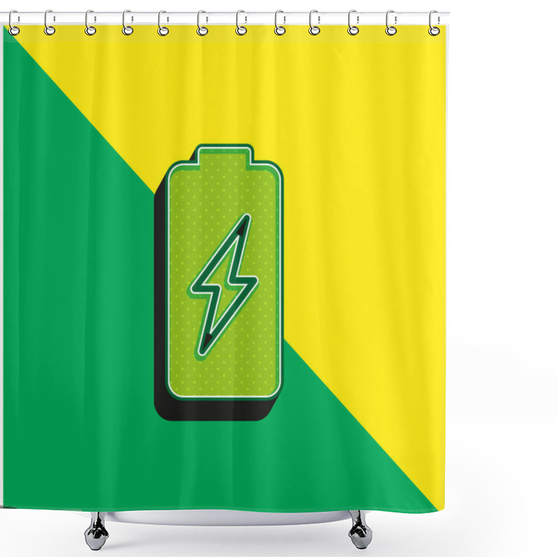 Personality  Battery Green And Yellow Modern 3d Vector Icon Logo Shower Curtains