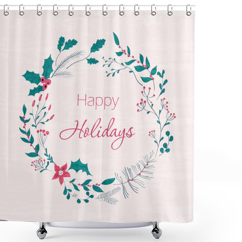 Personality  Happy Holidays Greeting Card Shower Curtains