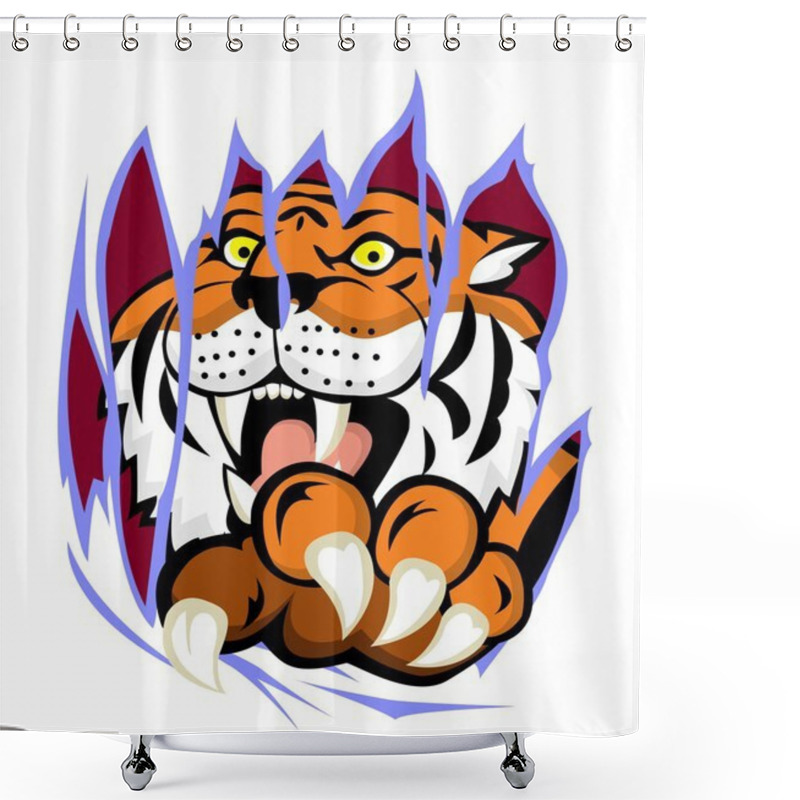 Personality  Tiger With Claw Tearing The Background Shower Curtains