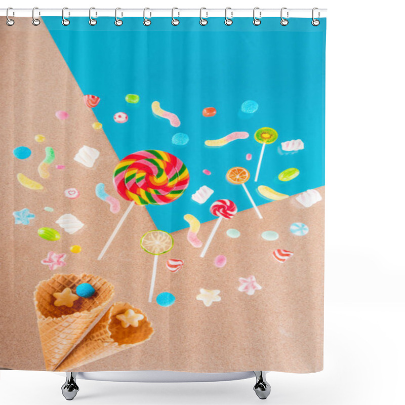 Personality  Waffle Cones And Candies  Shower Curtains