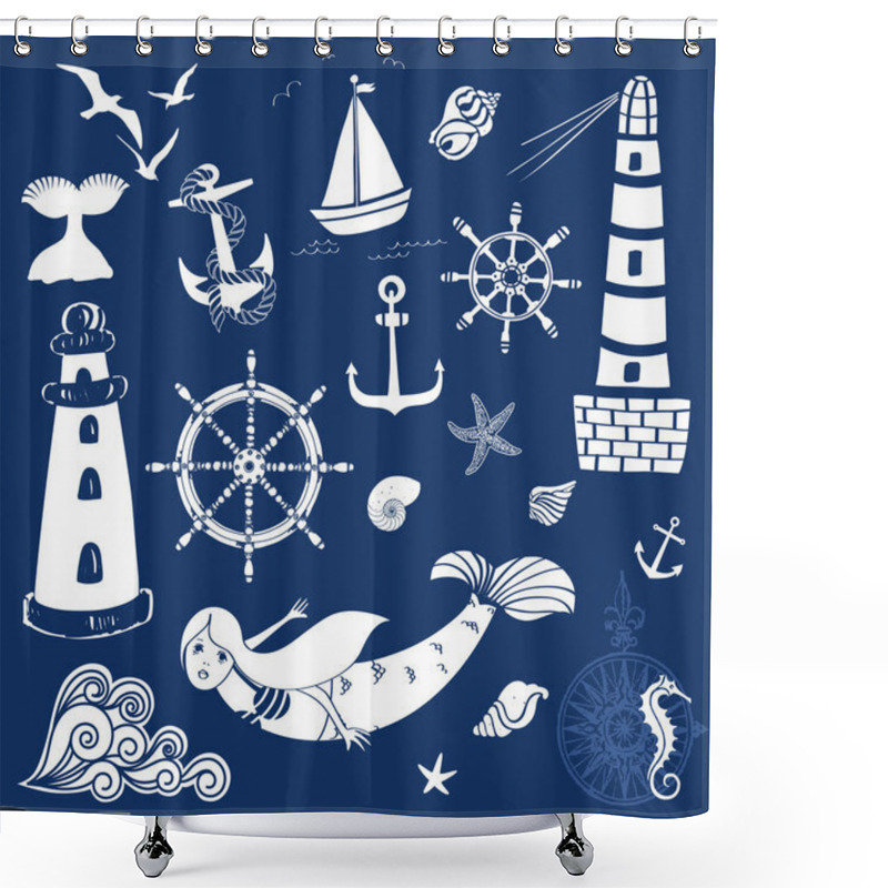 Personality  Seaside Graphic Elements Shower Curtains