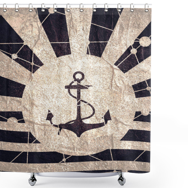 Personality  Sun Rays Backdrop With Anchor Icon Shower Curtains