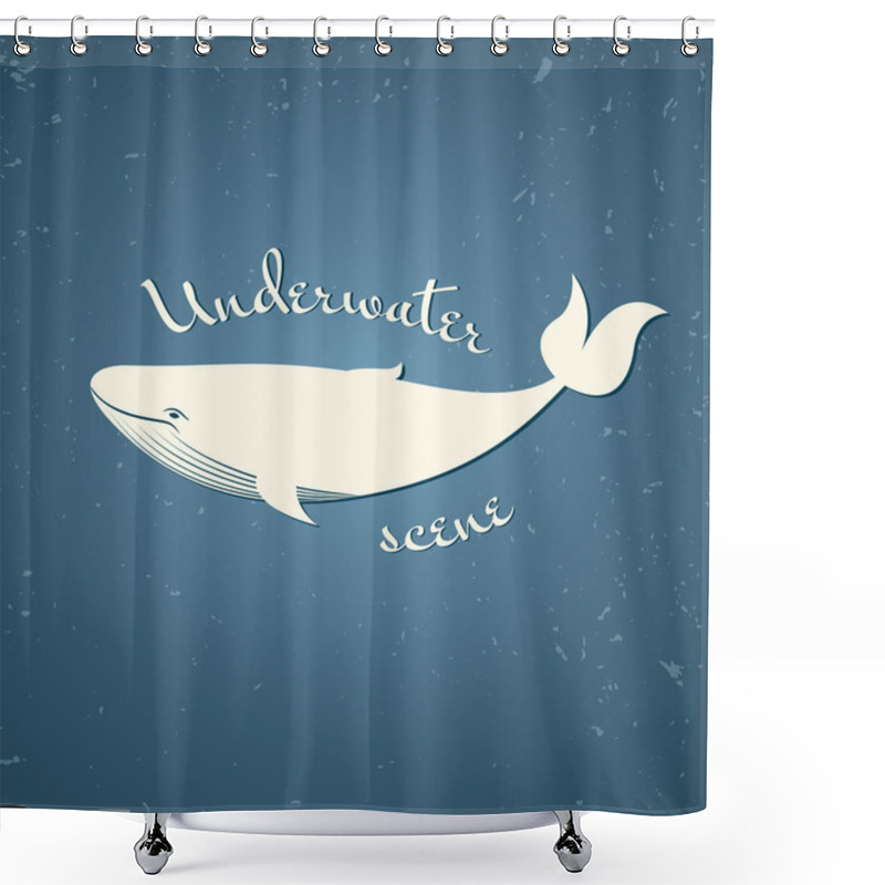 Personality  Big Blue Whale Poster Shower Curtains