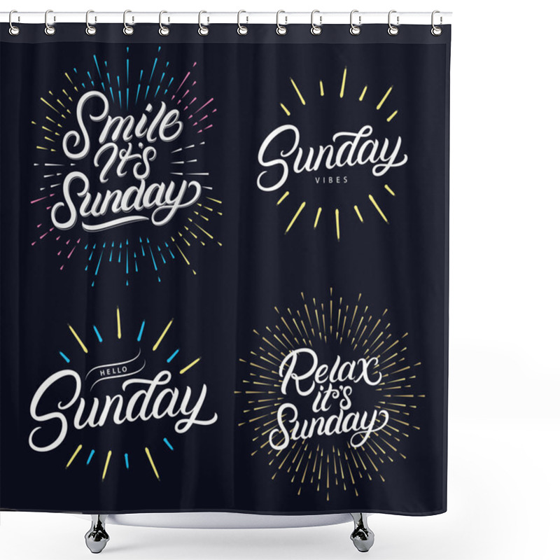 Personality  Sunday Set Hand Written Lettering Quotes. Shower Curtains