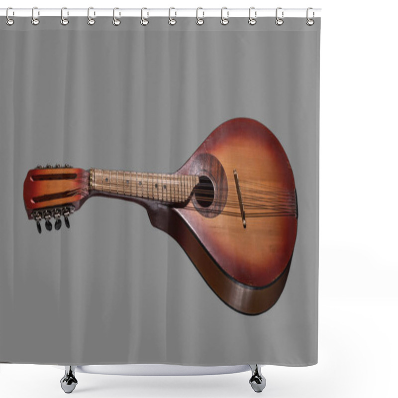 Personality  Mandolin Isolated On A Gray Background. Baroque String Musical Instrument. Shower Curtains