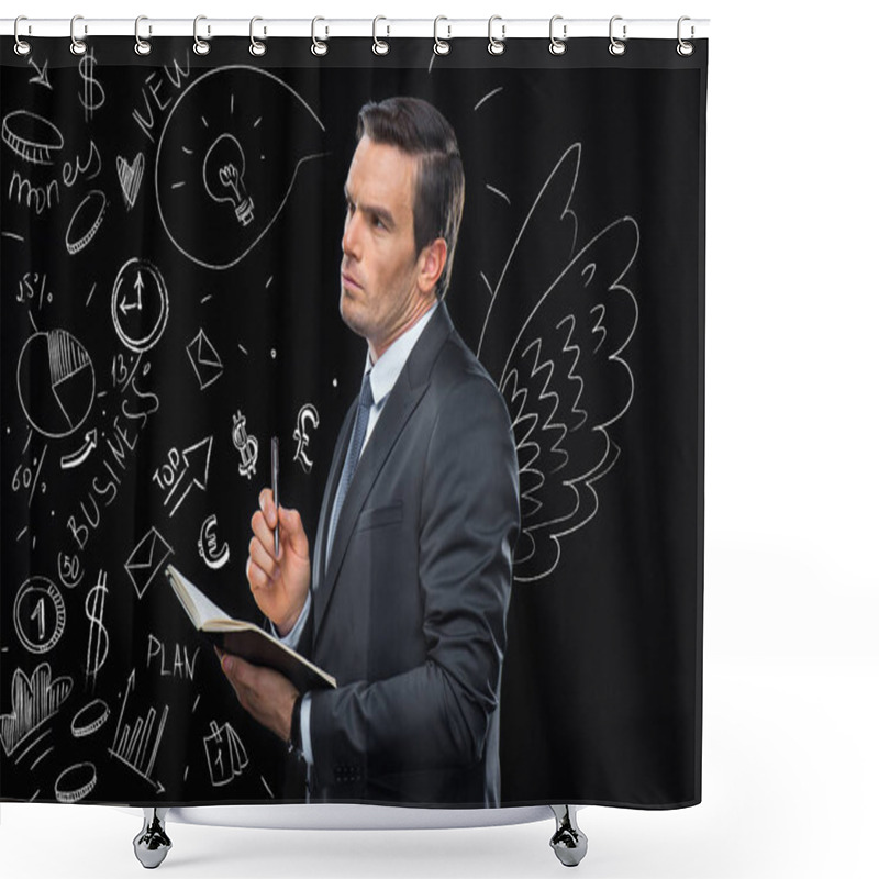 Personality  Businessman Planning Marketing Strategy Shower Curtains