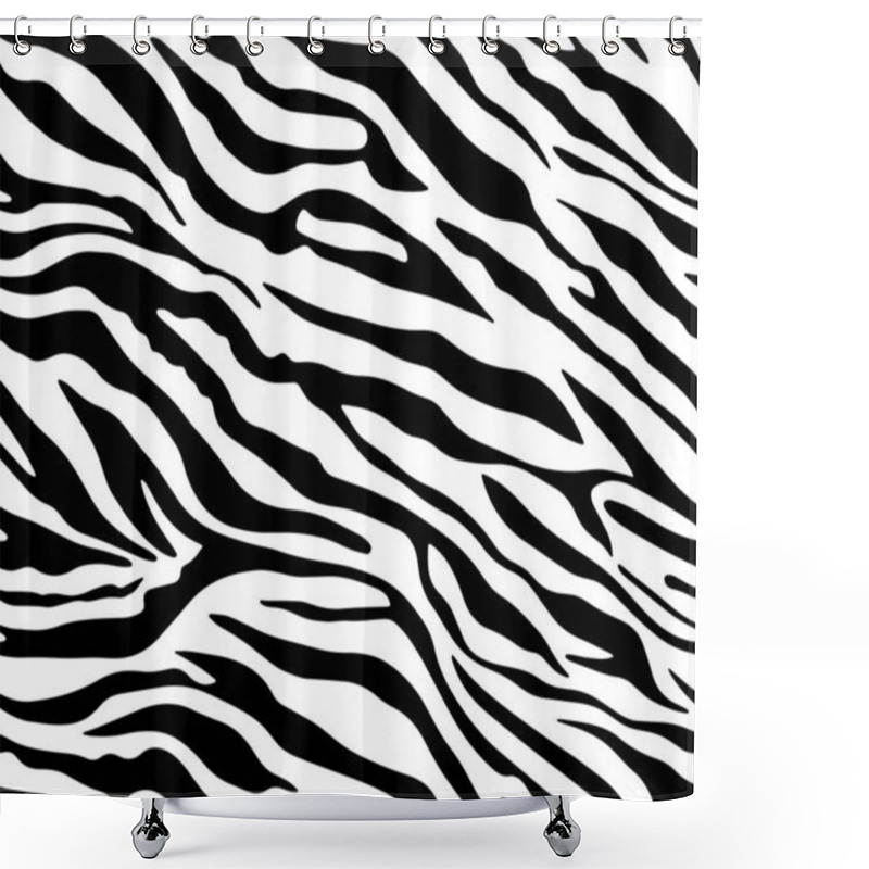 Personality  Full Seamless Zebra Tiger Pattern Textile Texture. Vector Background. Black And White Animal Skin For Women Dress Fabric Print. Shower Curtains