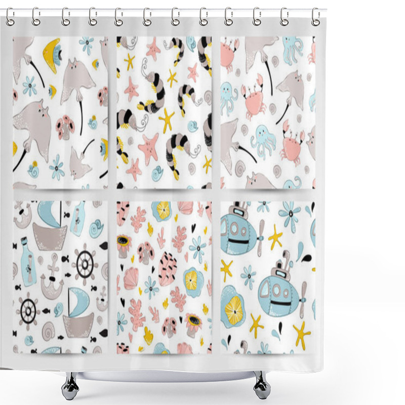 Personality  Vector Sea Animals Shower Curtains