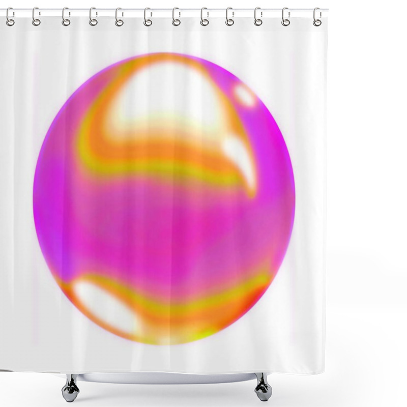 Personality  Pink Yellow Orange Rainbow Pastel Gradient Round Air Soap Bubble Ball.A Multicolored Circle Isolated On A White Background.Mother Of Pearl.Colored Sphere Moon. 3d Render. Shower Curtains