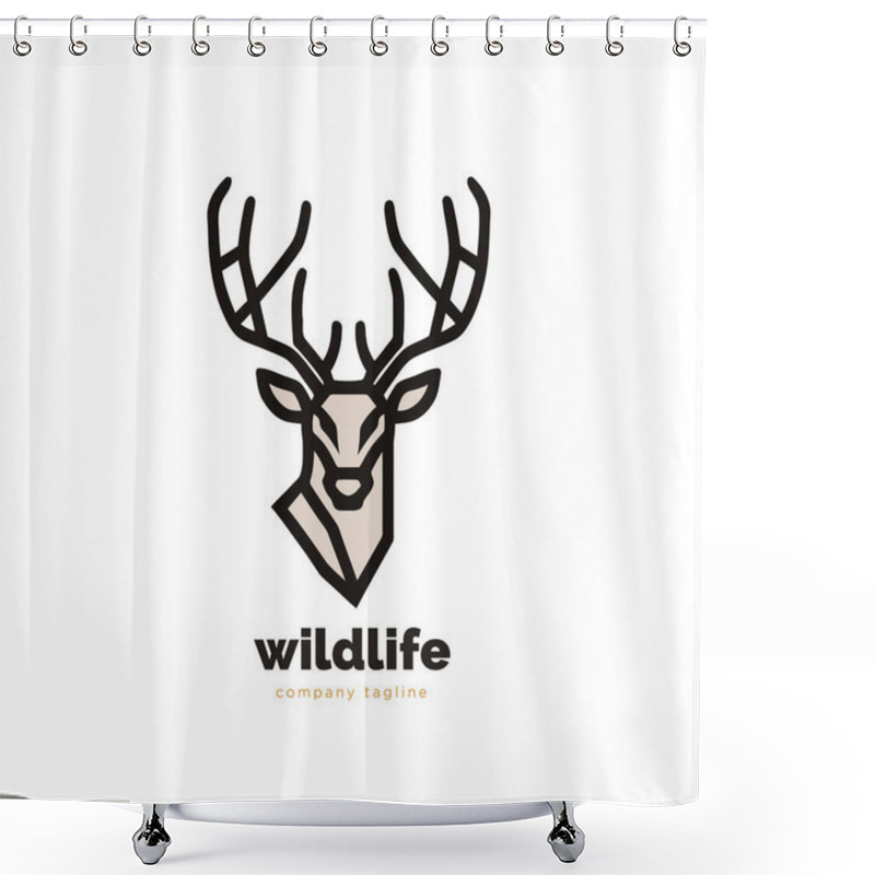 Personality  Deer Logo Template. Vector Illustration. Deer Head Logo Template. Simple Line Logo Shower Curtains