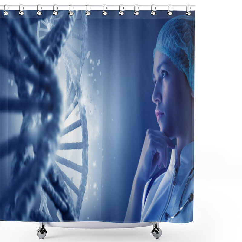 Personality  Woman Science Technologist In Laboratory Shower Curtains