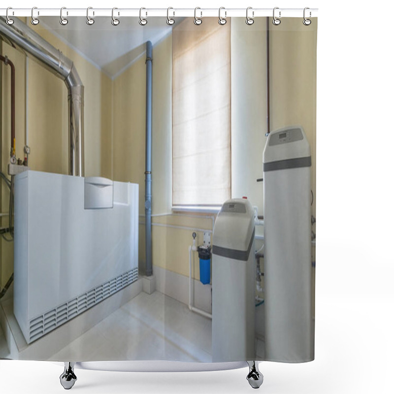 Personality  Gas Boiler Room In A Private House. Water Filtration And Softener System Shower Curtains