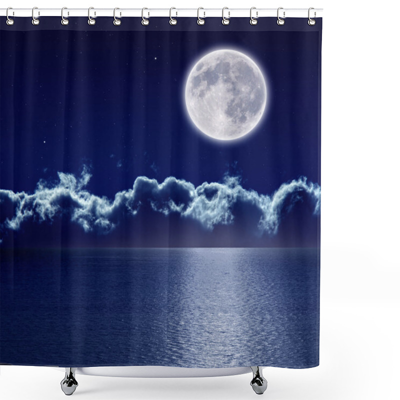 Personality  Full Moon Over Sea Shower Curtains