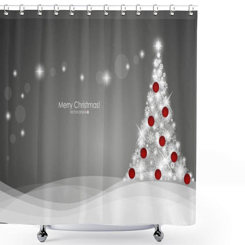 Personality  Christmas Background With Christmas Tree, Vector Illustration. Shower Curtains