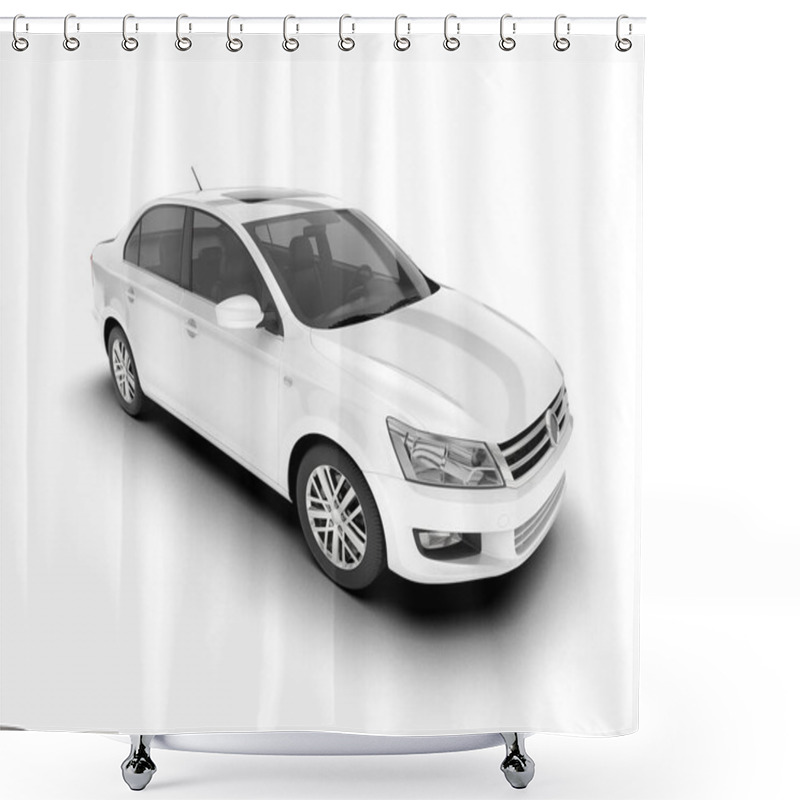 Personality  White Modern Car Isolated On Background. 3d Rendering - Illustration Shower Curtains