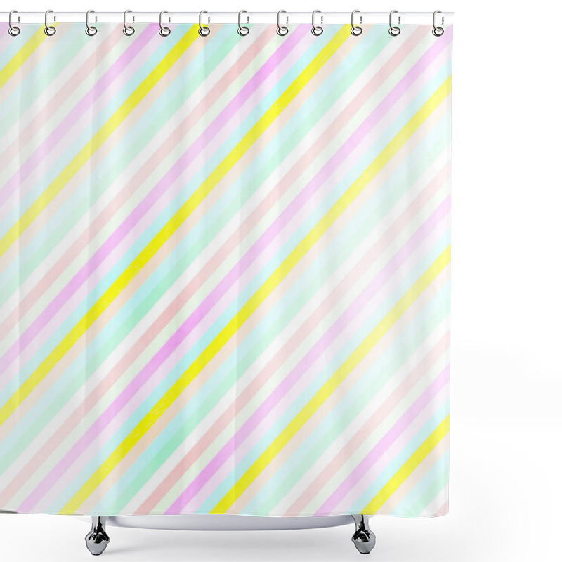 Personality  Grunge Diagonal Pastel Stripes Shower Curtains