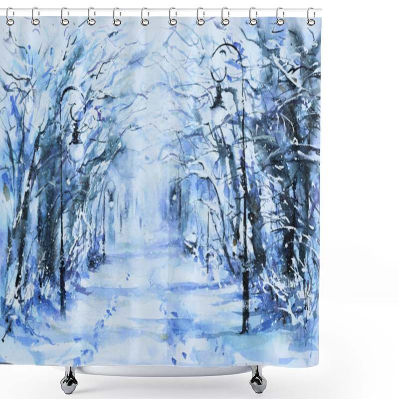 Personality  Winter In Park Shower Curtains