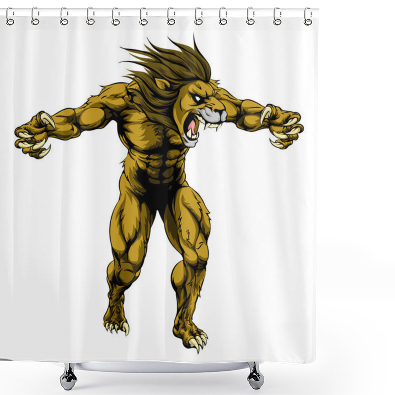 Personality  Lion Scary Sports Mascot Shower Curtains