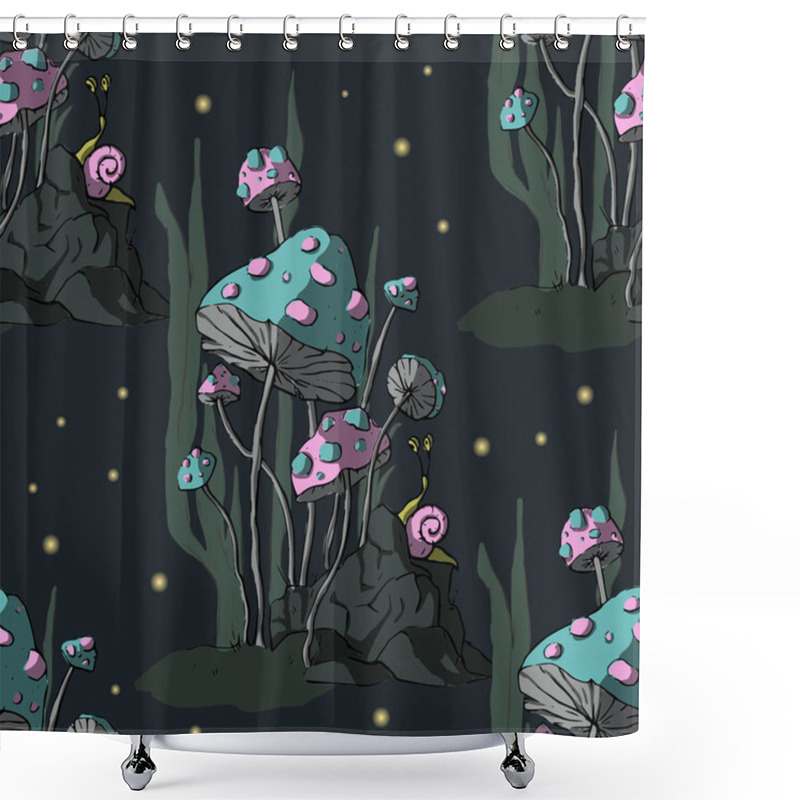 Personality  Cartoon 3d Fungus. Vector. Shower Curtains