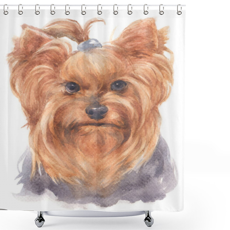 Personality  Water Colour Painting Of York Shire Terrier Shower Curtains