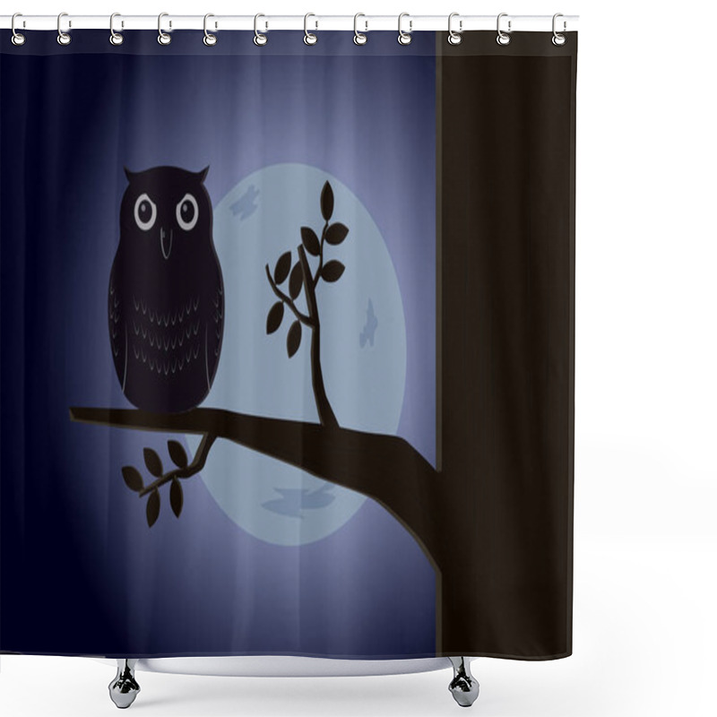 Personality  Owl In The Forest At Night, Vector Illustration  Shower Curtains