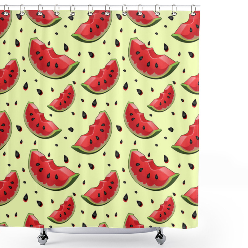 Personality  Seamless Background With Watermelon Slices Shower Curtains