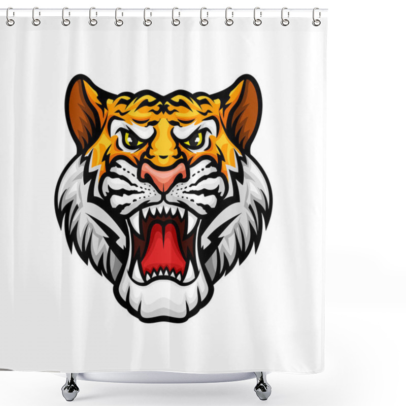 Personality  Tiger Roaring Head Muzzle Vector Mascot Icon Shower Curtains