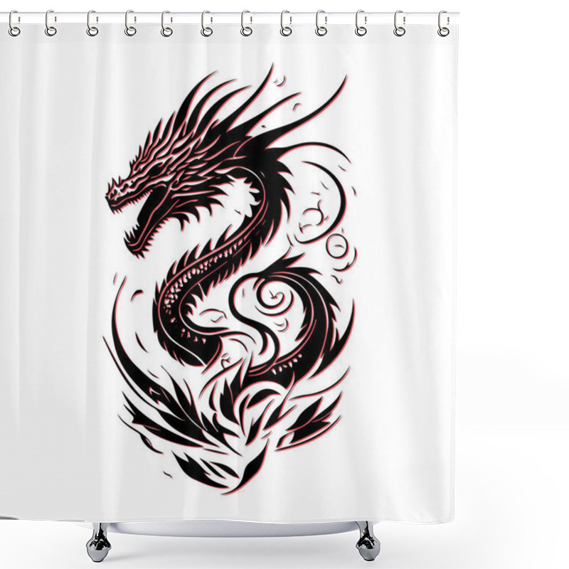 Personality  Black Dragon Tattoo Design. Concept Of Power, Strength, And Mythology. Shower Curtains